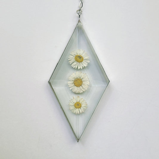 Three Daisies Glass Suncatcher